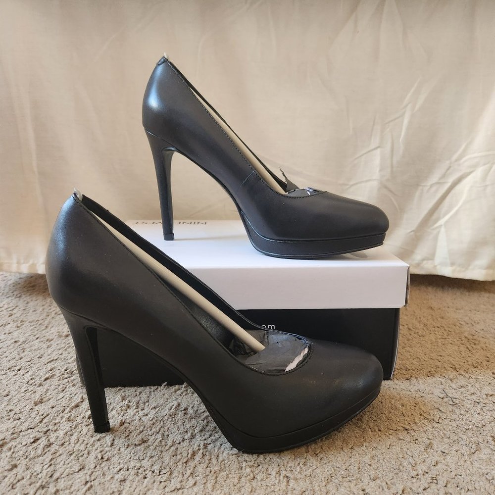 Nine West Quabree Leather Platform Pumps — NWT — Black — 6.5